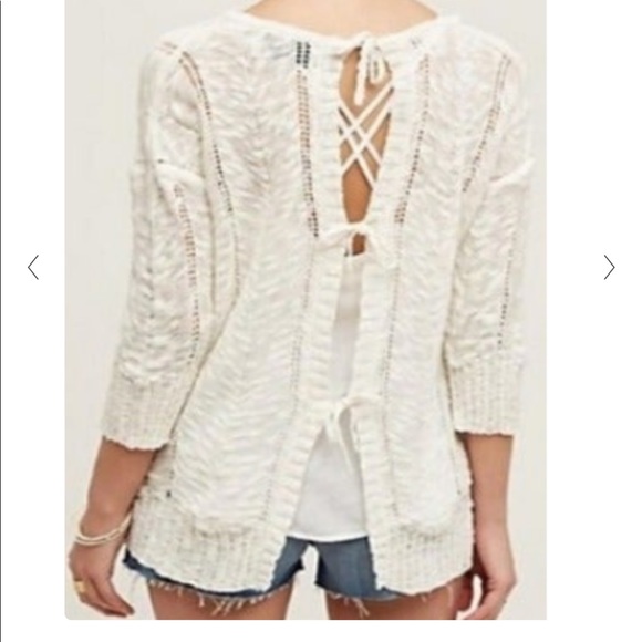 Anthropologie Sweaters - Anthropologie Linen Blend Adelina Knitted and Knotted Ivory Sweater NWT Sz Small